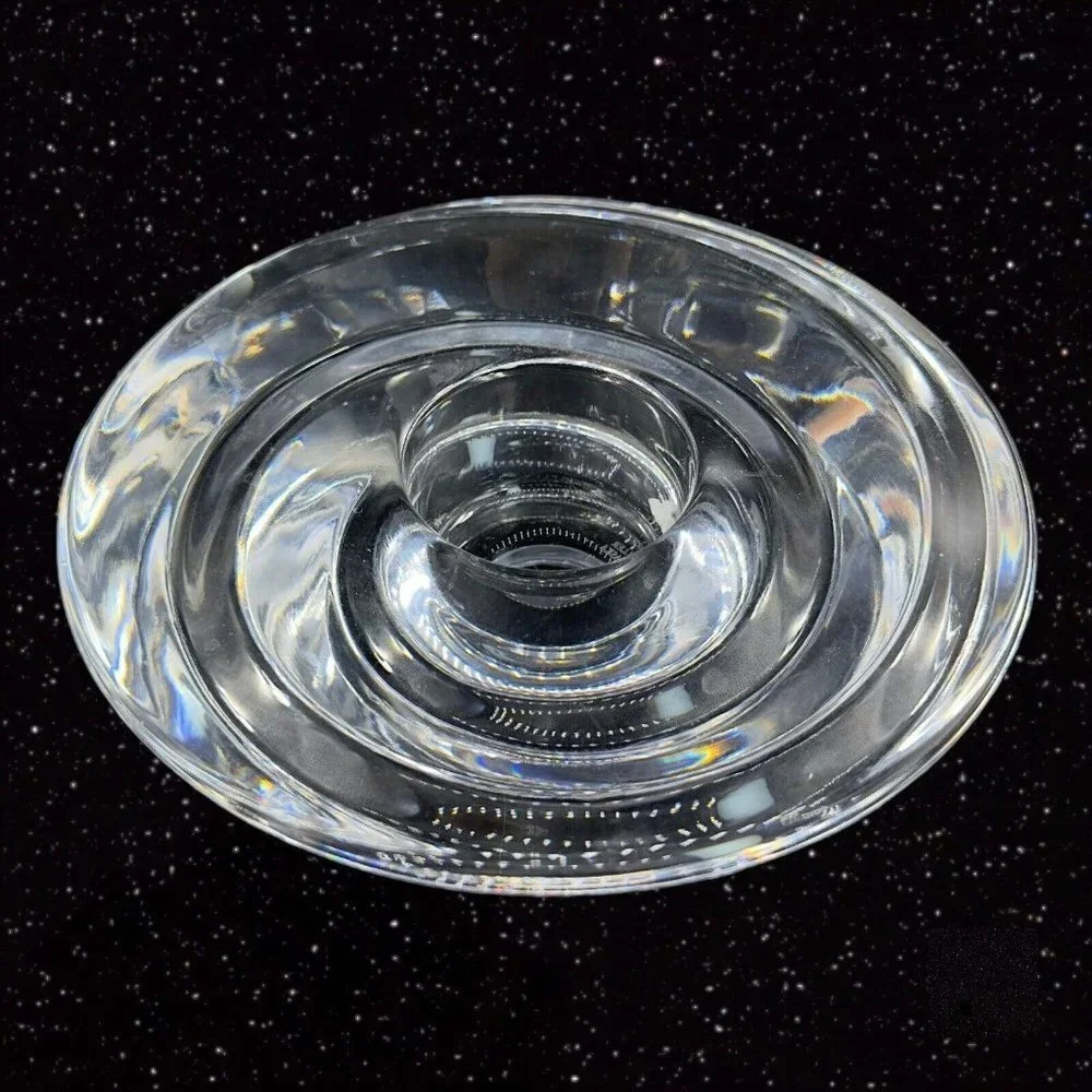 Vintage Miller‎ Rogaska Clear Tapper Candle Stick Holder Set 2 Votive Swirls VTG